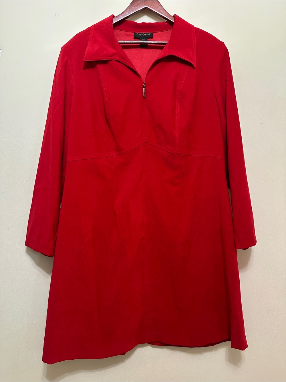 Ashley Stewart Bright Red Half-Zip A-Line Tunic